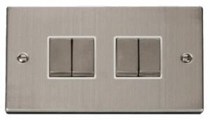 Click Scolmore - Click Deco 4 Gang 2 Way Ingot 10Ax Switch White (VPSS414WH)
