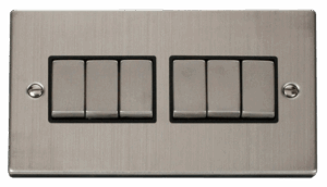 Click Scolmore - Click Deco 6 Gang 2 Way Ingot 10Ax Switch Black (VPSS416BK)