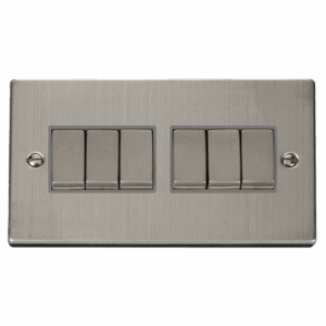 Click Scolmore - Click Deco 10Ax Ingot 6 Gang 2 Way Plate Switch (VPSS416GY)