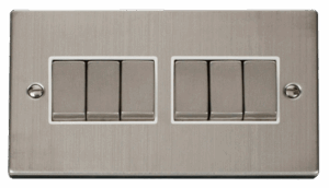 Click Scolmore - Click Deco 6 Gang 2 Way Ingot 10Ax Switch White (VPSS416WH)