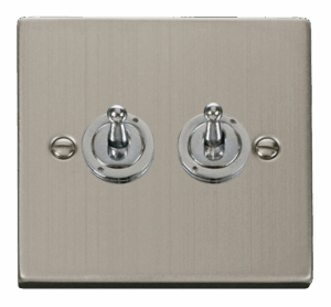 Click Scolmore - Click Deco 2 Gang 2 Way 10Ax Toggle Switch (VPSS422)