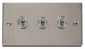 Click Scolmore - Click Deco 3 Gang 2 Way 10Ax Toggle Switch (VPSS423)