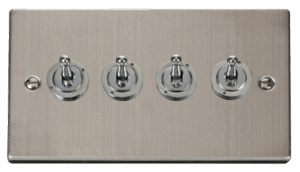 Click Scolmore - Click Deco 4 Gang 2 Way 10Ax Toggle Switch (VPSS424)