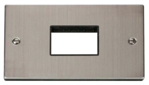 Click Scolmore - Click Deco Double Minigrid Plate Triple Aperture Black (VPSS432BK)