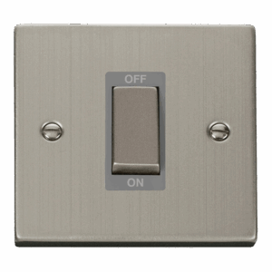 Click Scolmore - Click Deco 50A Ingot 1 Gang Double Pole Plate Switch (VPSS500GY)