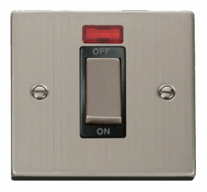 Click Scolmore - Click Deco Ingot 1 Gang 45A Dp Switch With Neon Black (VPSS501BK)