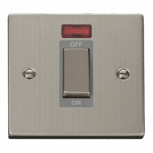 Click Scolmore - Click Deco 50A Ingot 1 Gang Double Pole Plate Switch With Neon (VPSS501GY)