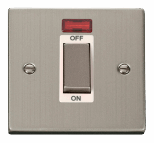 Click Scolmore - Click Deco Ingot 1 Gang 45A Dp Switch With Neon White (VPSS501WH)