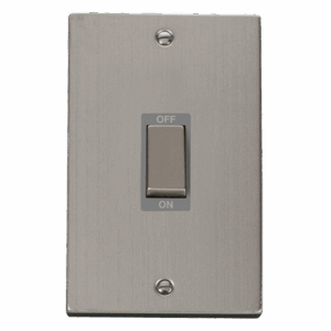 Click Scolmore - Click Deco 50A Ingot 2 Gang (Vertica) Double Pole Plate Switch (VPSS502GY)