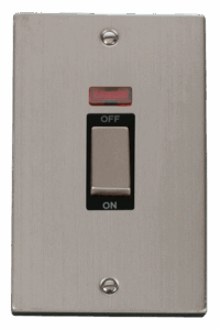 Click Scolmore - Click Deco Ingot 2 Gang 45A Dp Switch With Neon Black (VPSS503BK)