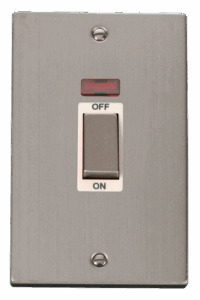 Click Scolmore - Click Deco Ingot 2 Gang 45A Dp Switch With Neon White (VPSS503WH)