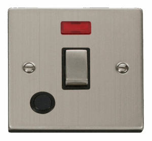 Click Scolmore - Click Deco 20A 1 Gang Dp Ingot Switch With Flex Outlet And Neon Black (VPSS523BK)
