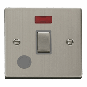 Click Scolmore - Click Deco 20A Ingot Double Pole Plate Switch With Optional Flex Outlet With Neon (VPSS523GY)