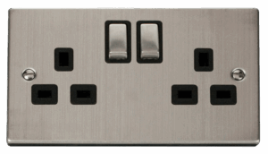 Click Scolmore - Click Deco 2 Gang 13A Dp Ingot Switched Socket Outlet Black (VPSS536BK)