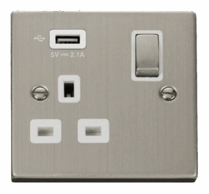 Click Scolmore - Click Deco 1G Skt Usb 2.1A Deco (VPSS571UWH)