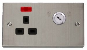 Click Scolmore - Click Deco 13A 1G Dp Lockable Skt W Neon Deco Ss Bk (VPSS655BK)