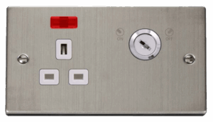 Click Scolmore - Click Deco 13A 1G Dp Lockable Skt W Neon Deco Ss Wh (VPSS655WH)