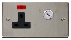 Click Scolmore - Click Deco 13A 1 Gang Dp Key Lockable Socket With Neon (VPSS675BK)