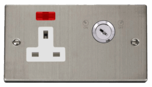 Click Scolmore - Click Deco 13A 1 Gang Dp Key Lockable Socket With Neon (VPSS675WH)