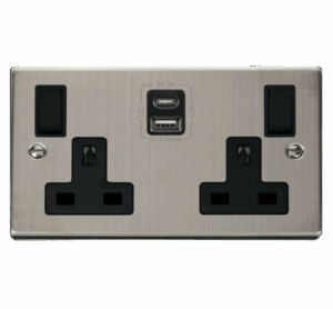 Click Deco 2G 13A Switch Skt 4.2A A&C Usb Vpss Bk