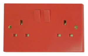 Click Essentials 2 Gang 13A Dp Switched Socket Outlet Red (Clean Earth)