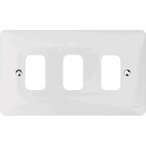 Hager 3 Gang White Moulded Grid Plate