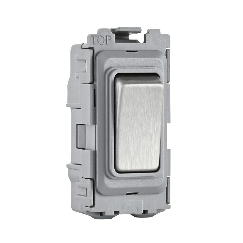 Saxby Electrical Grid 20A DP 2-Way Grid Module Brushed Steel - Direct ...
