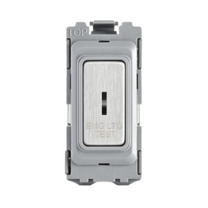 Grid Range - Saxby Electrical Grid 20A DP 2-Way Key Module (EMG LTG TEST) Brushed Steel (GD20ELTBS)