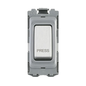 Grid Range - Saxby Electrical Grid 20A SP Retractive (Press) Grid Module Brushed Steel (GD20RBS)