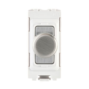 Grid Range - Saxby Electrical Grid 1G 2-Way 100W LED Dimmer Module Brushed Steel (GD20RDBSW)