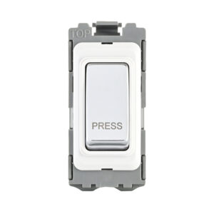Grid Range - Saxby Electrical Grid 20A SP Retractive (Press) Grid Module Polished Chrome (GD20RPC)