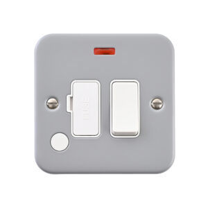 Saxby Electrical Metal Clad 13A Switched Fused Spur Unit with Flex Outlet and Neon (MC323)