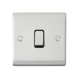 Saxby Electrical Raised Screwed 10AX 1G 2-Way Switch Brushed Steel