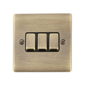 Saxby Electrical Raised Screwed 10AX 3G 2-Way Switch Antique Brass