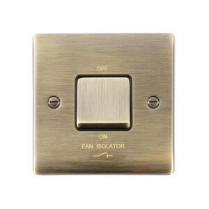 Saxby Electrical Raised Screwed 10AX 1G 3-Pole Fan Isolator Switch Antique Brass