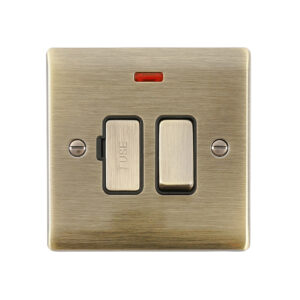 Saxby Electrical Raised Screwed 13A Switched Fused Spur Unit with Neon Antique Brass