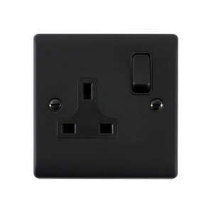 Saxby Electrical Raised Screwed 13A 1G DP Socket Matt Black (RS412BLB)