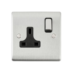 Saxby Electrical Raised Screwed 13A 1G DP Socket Brushed Steel (RS412BSB)