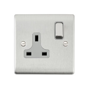 Saxby Electrical Raised Screwed 13A 1G DP Socket Brushed Steel (RS412BSG)
