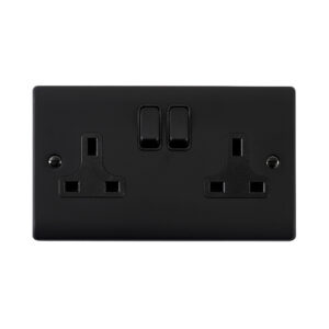 Saxby Electrical Raised Screwed 13A 2G DP Socket Matt Black (RS422BLB)