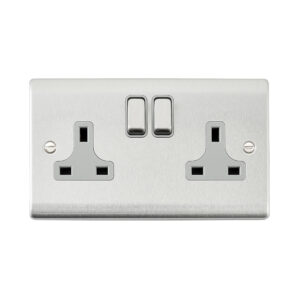 Saxby Electrical Raised Screwed 13A 2G DP Socket Brushed Steel (RS422BSG)