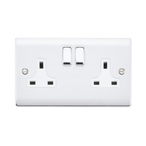 Saxby Electrical Raised Screwed 13A 2G DP Socket Polished Chrome (RS422PCW)