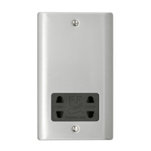 Saxby Electrical Raised Screwed Dual Voltage Shaver Socket Brushed Steel (RS441BSB)