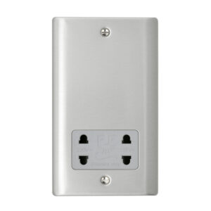 Saxby Electrical Raised Screwed Dual Voltage Shaver Socket Brushed Steel (RS441BSG)