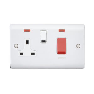 Saxby Electrical Raised Screwed 45A DP Cooker Switch 13A Socket Neon Polished Chrome (RS551PCW)