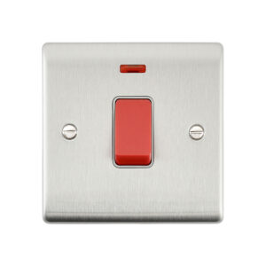 Saxby Electrical Raised Screwed 45A 1G DP Switch Neon Brushed Steel
