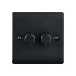 Saxby Electrical Raised Screwed 2G LED Dimmer 5-100W Matt Black (RS662BL)