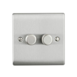 Saxby Electrical Raised Screwed 2G LED Dimmer 5-100W Brushed Steel (RS662BS)