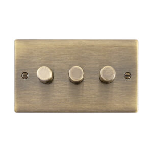 Saxby Electrical Raised Screwed 3G LED Dimmer 5-100W Antique Brass