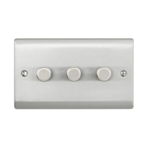 Saxby Electrical Raised Screwed 3G LED Dimmer 5-100W Brushed Steel (RS663BS)